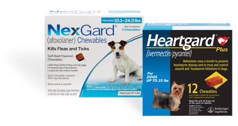 The packages of Heartgard and NexGard