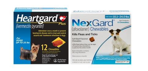 Packages of NexGard and Heartgard